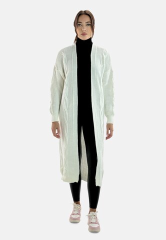 Elara Gebreid vest in Wit: voorkant