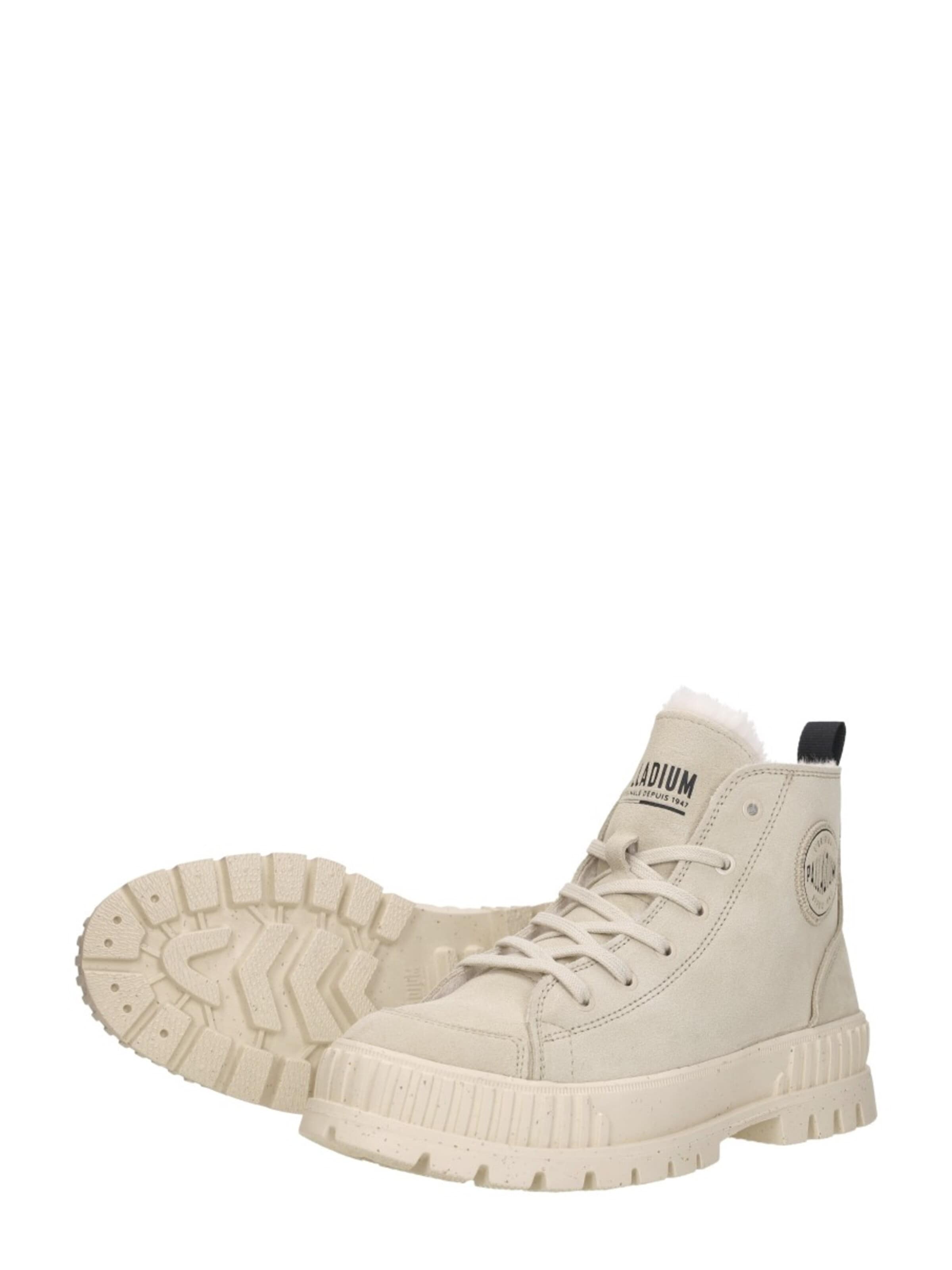Palladium Lace-up bootie 'Pallashock Zip Warm' in Beige