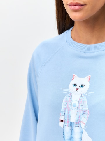 Sweat-shirt 'Country Cat' Cat e Lolette en bleu