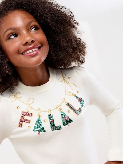 Lipsy Pull-over en or / sapin / rouge sang / blanc cassé, Vue avec produit