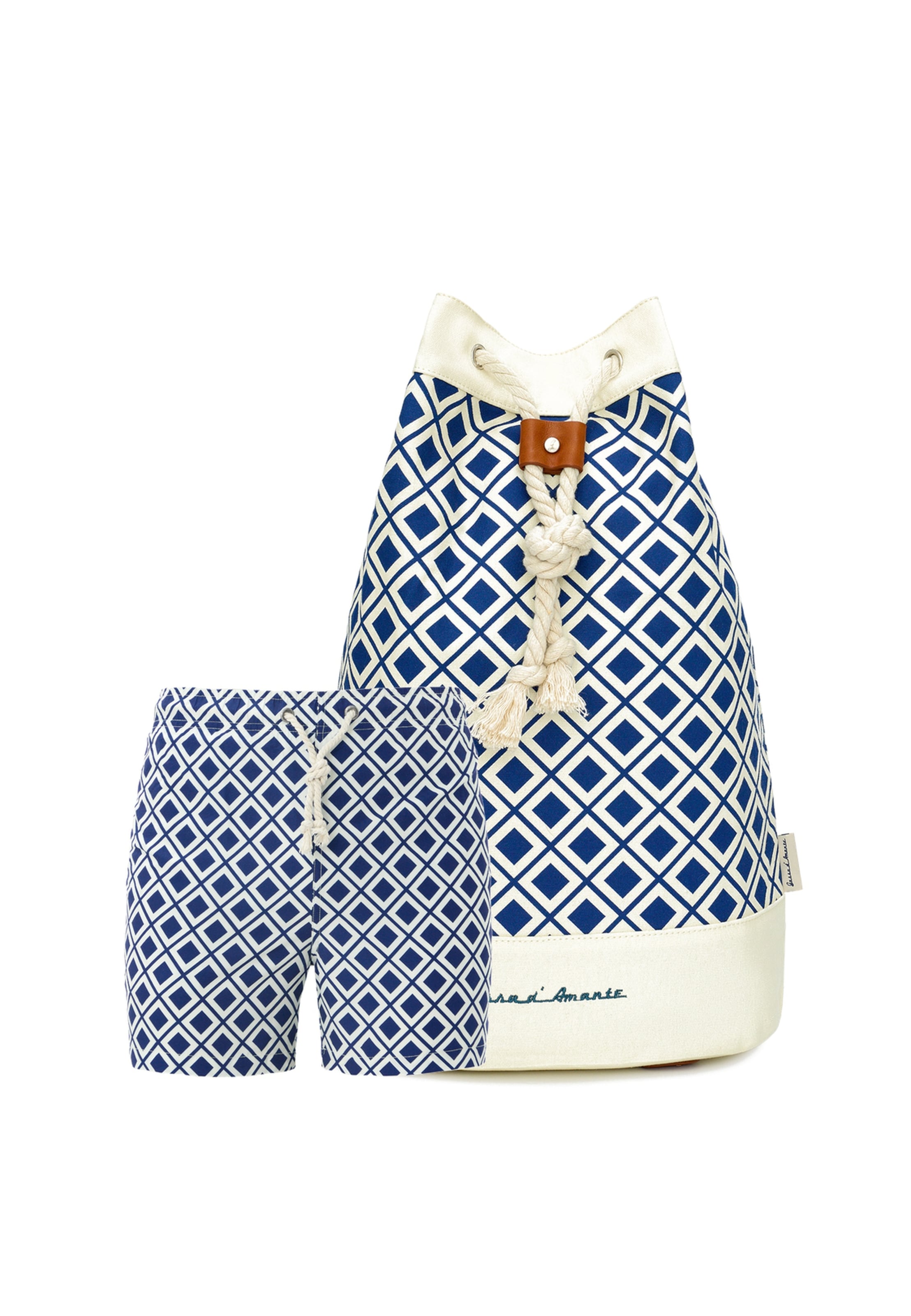 Gassa d'Amante Badeshorts & Strandtasche 'Vieste' in Blau: Vorderseite