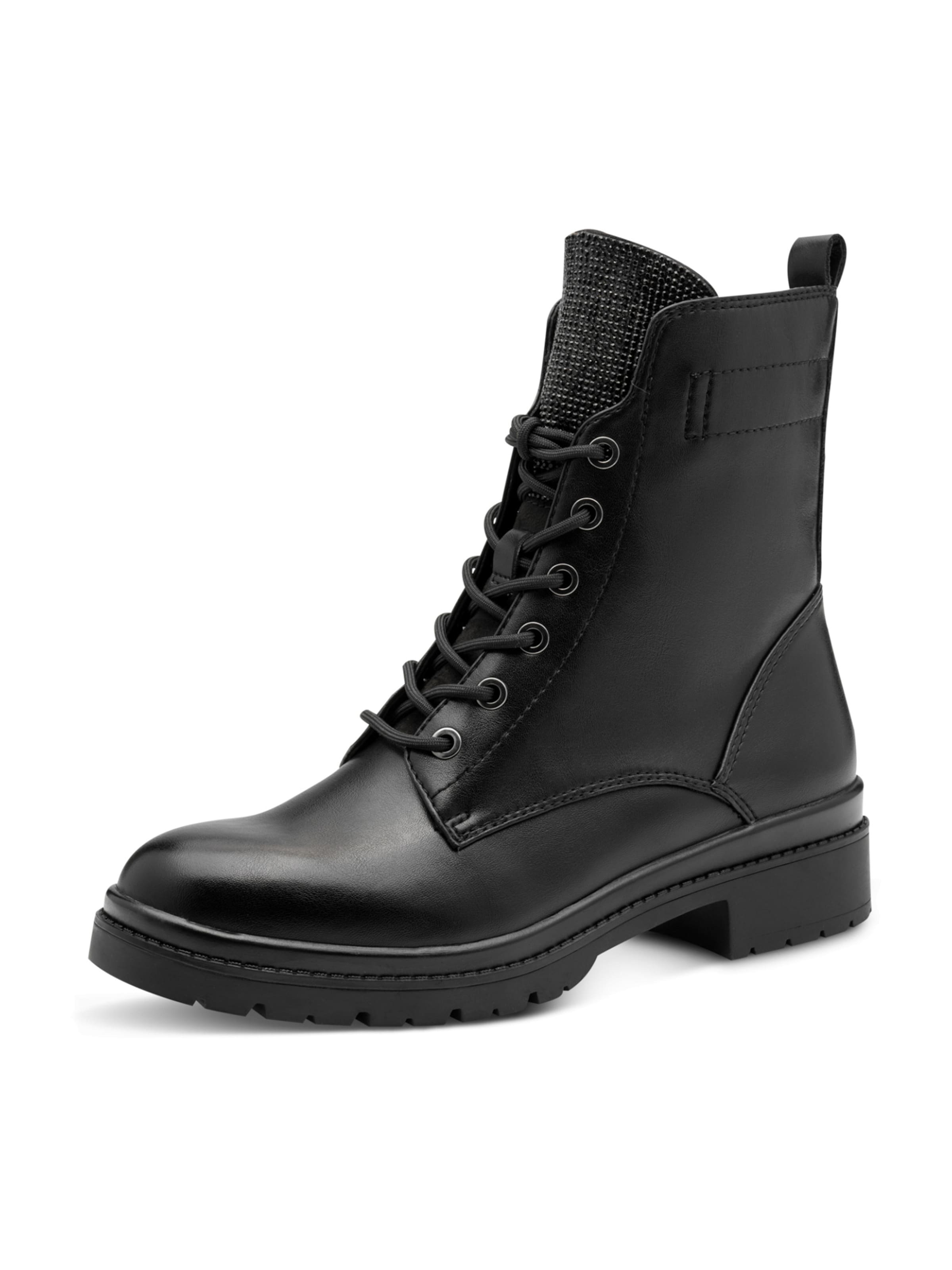 Tamaris Lace-Up Ankle Boots in Black: front