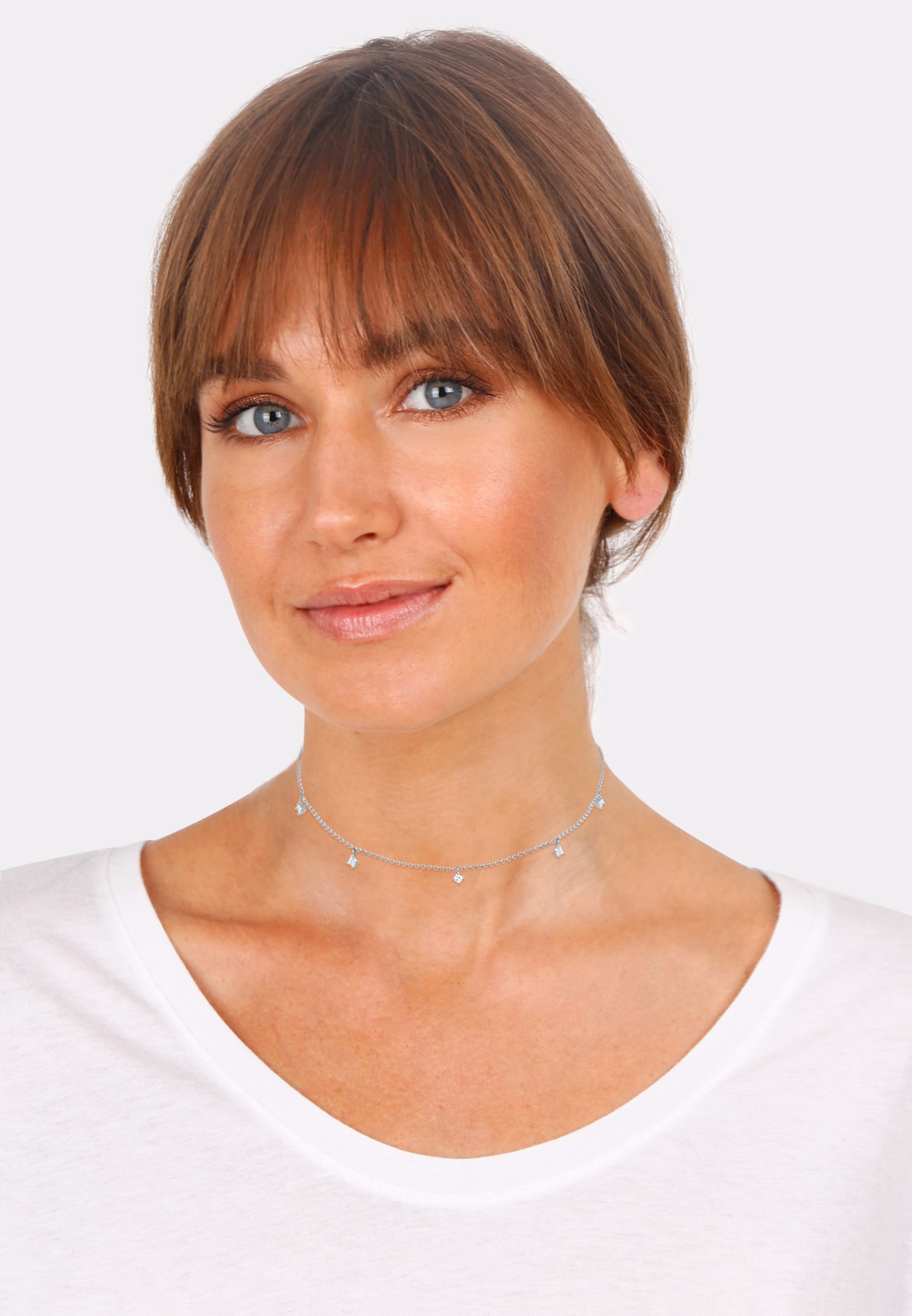 Frauen Schmuck ELLI Halskette Choker, Kristall Kette in Silber - EA22360