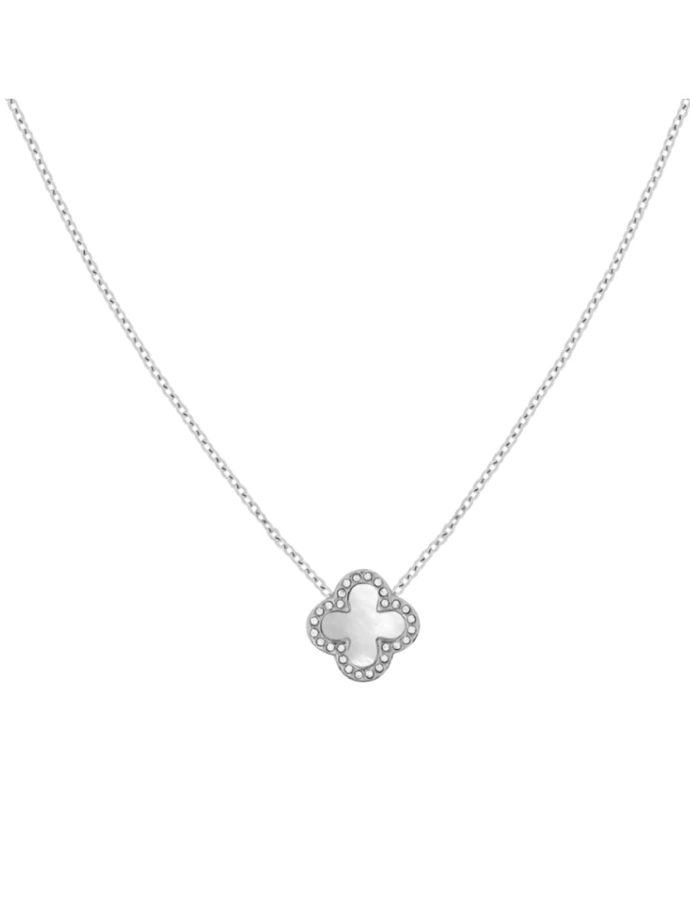 Cala Rose Necklace 'CLOVER SHINE' in Silver: front