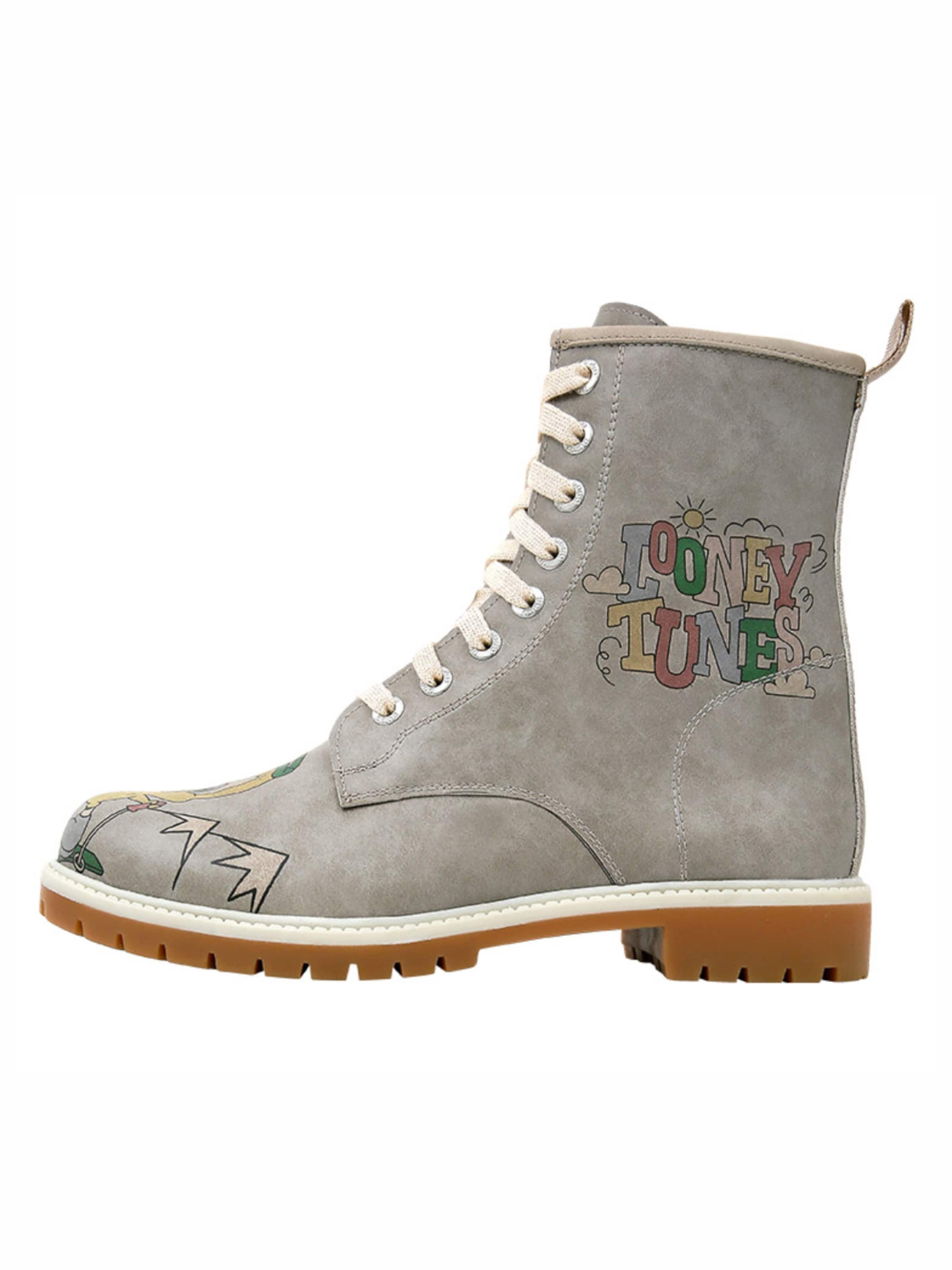 DOGO Schnürstiefel 'Looney Tunes Ski Club'‌‌‌ in Grau: Vorderseite