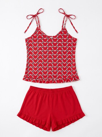 Donna Short Pajama Set 'Love' in Red: front