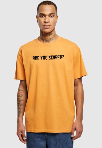 Merchcode Shirt 'Halloween - Are  You Scared' in Oranje: voorkant
