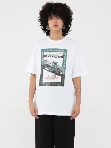 Koyumi Shirt 'Oversize Race For Ever DTG Print T-Shirt – Heavy Cotton' in White