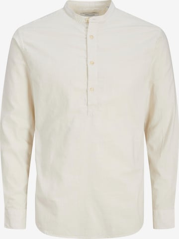 JACK & JONES Button Up Shirt 'SLUB' in White: front