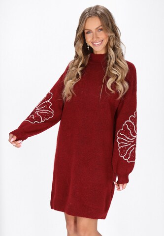 Robes en maille IZIA en rouge : devant