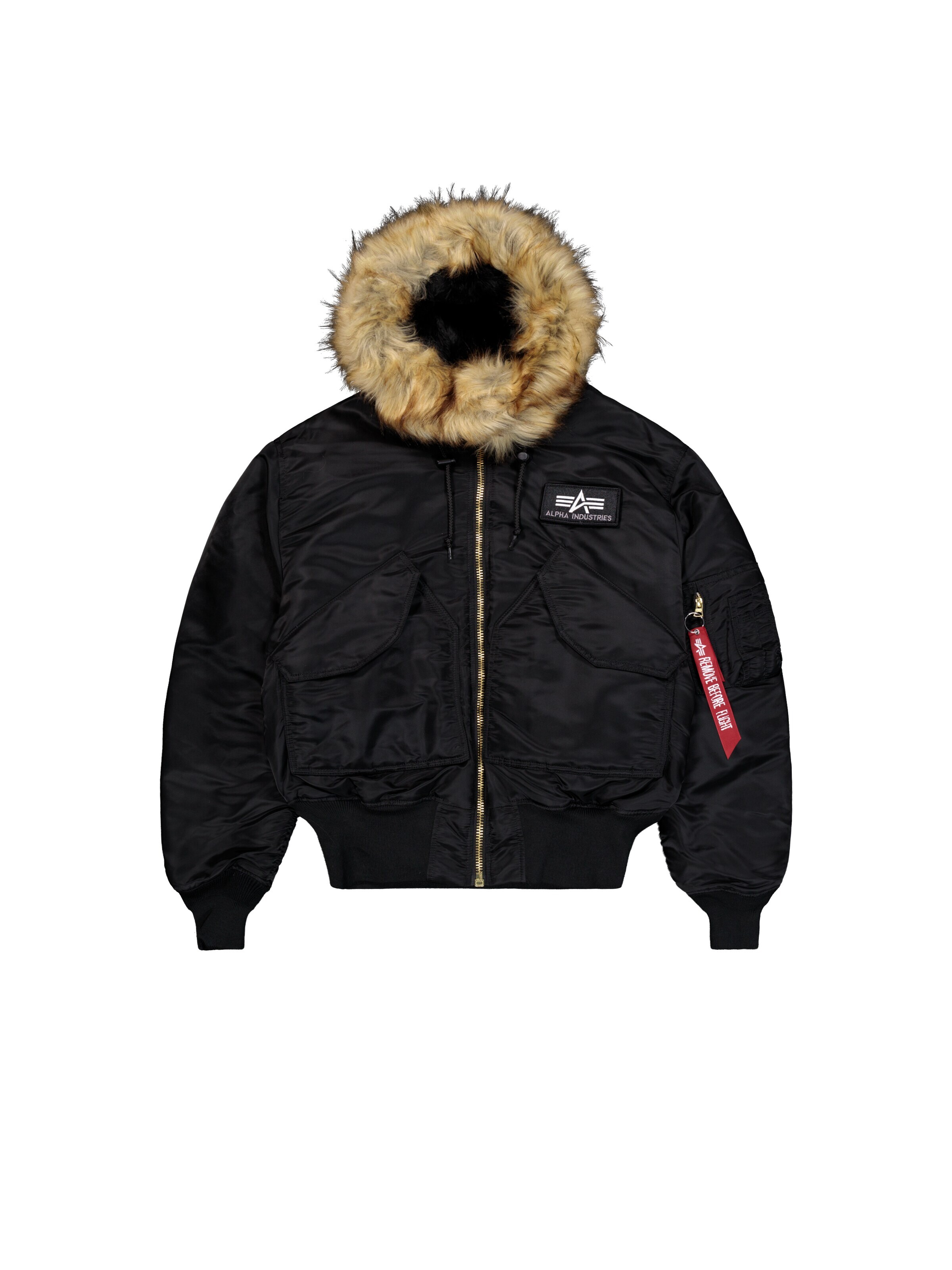 ALPHA INDUSTRIES Winterjacke '45/P Hooded'‌‌‌‌‌‌‌‌‌‌ in Schwarz: Vorderseite