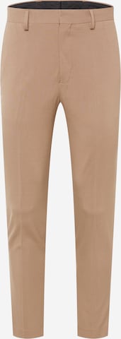 BURTON MENSWEAR LONDON Slim fit Trousers with creases in Brown: front