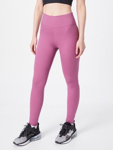 NIKE Skinny Workout Pants 'One Luxe' in Purple: front