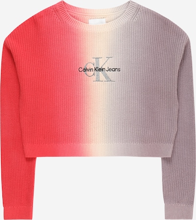 Calvin Klein Jeans Pulover u boja pijeska / srebrno siva / klasično crvena / crna, Pregled proizvoda
