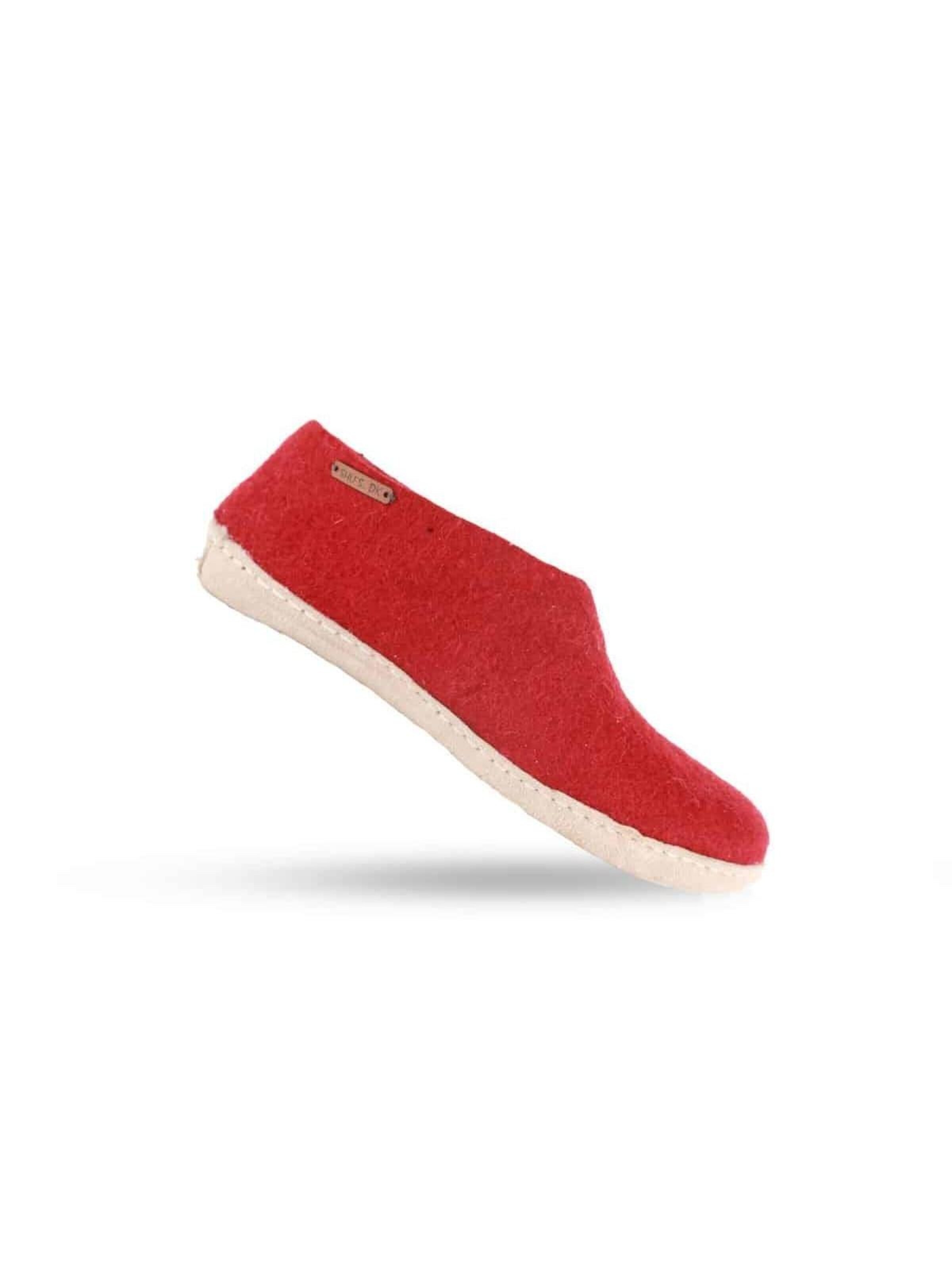 SHUS walk with nature Huisschoenen 'Uldhjemmesko (100% ren uld) - m/sål i skind - Dansk Design fra SHUS' in Rood