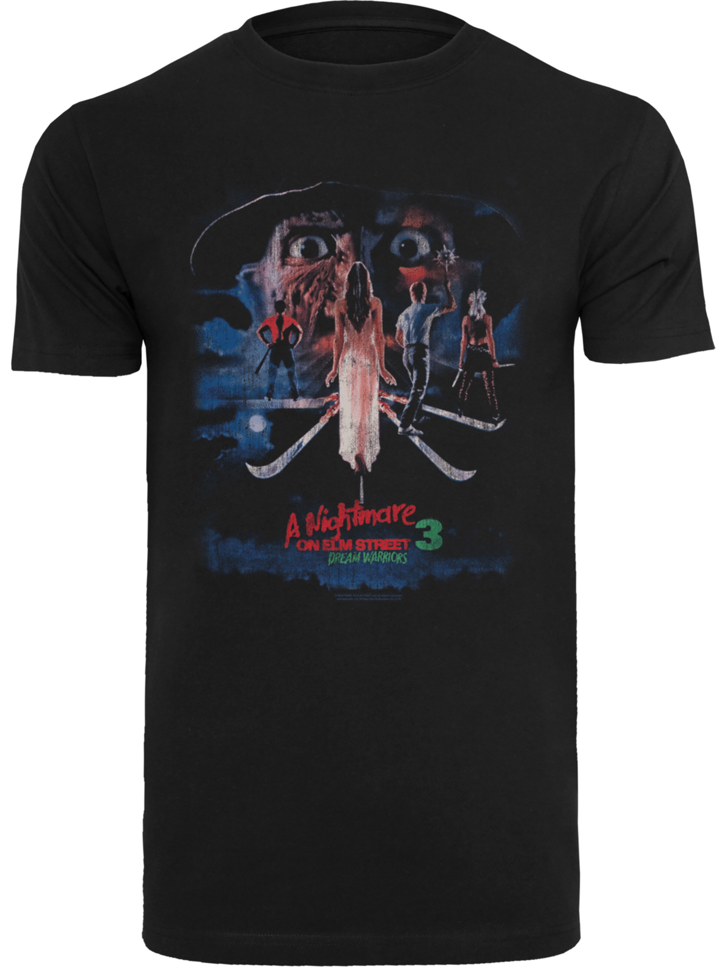 F4NT4STIC Shirt 'Nightmare On Elm Street Dream Warriors' in Zwart: voorkant