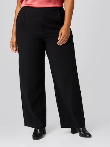 Guido Maria Kretschmer Curvy Regular Pleat-Front Pants 'Godja' in Black: front