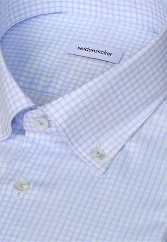 SEIDENSTICKER Slim fit Button Up Shirt 'Karo' in Blue