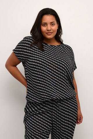 KAFFE CURVE Bluse i sort: forside