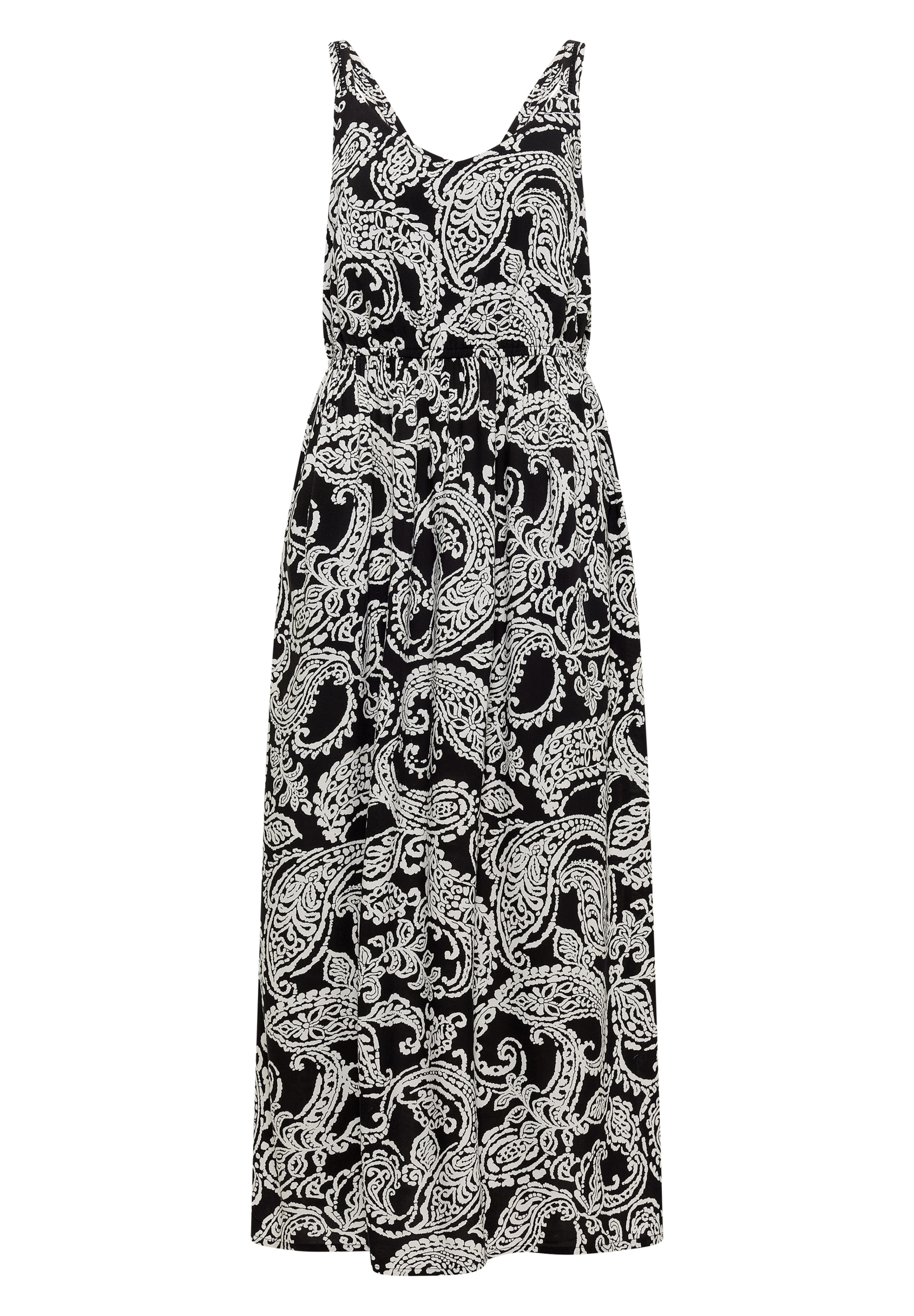 CECIL Maxikleid mit V-Neck und Print in Schwarz: Vorderseite