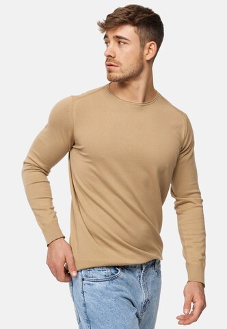 INDICODE JEANS Sweater 'Gamal' in Brown: front