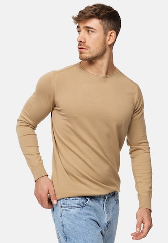 INDICODE JEANS Sweater 'Gamal' in Brown: front