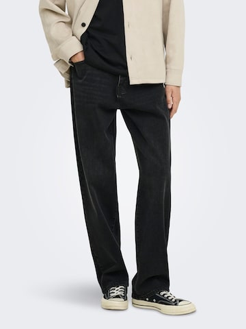 Only & Sons Loosefit Jeans 'ONSFade' in Zwart: voorkant