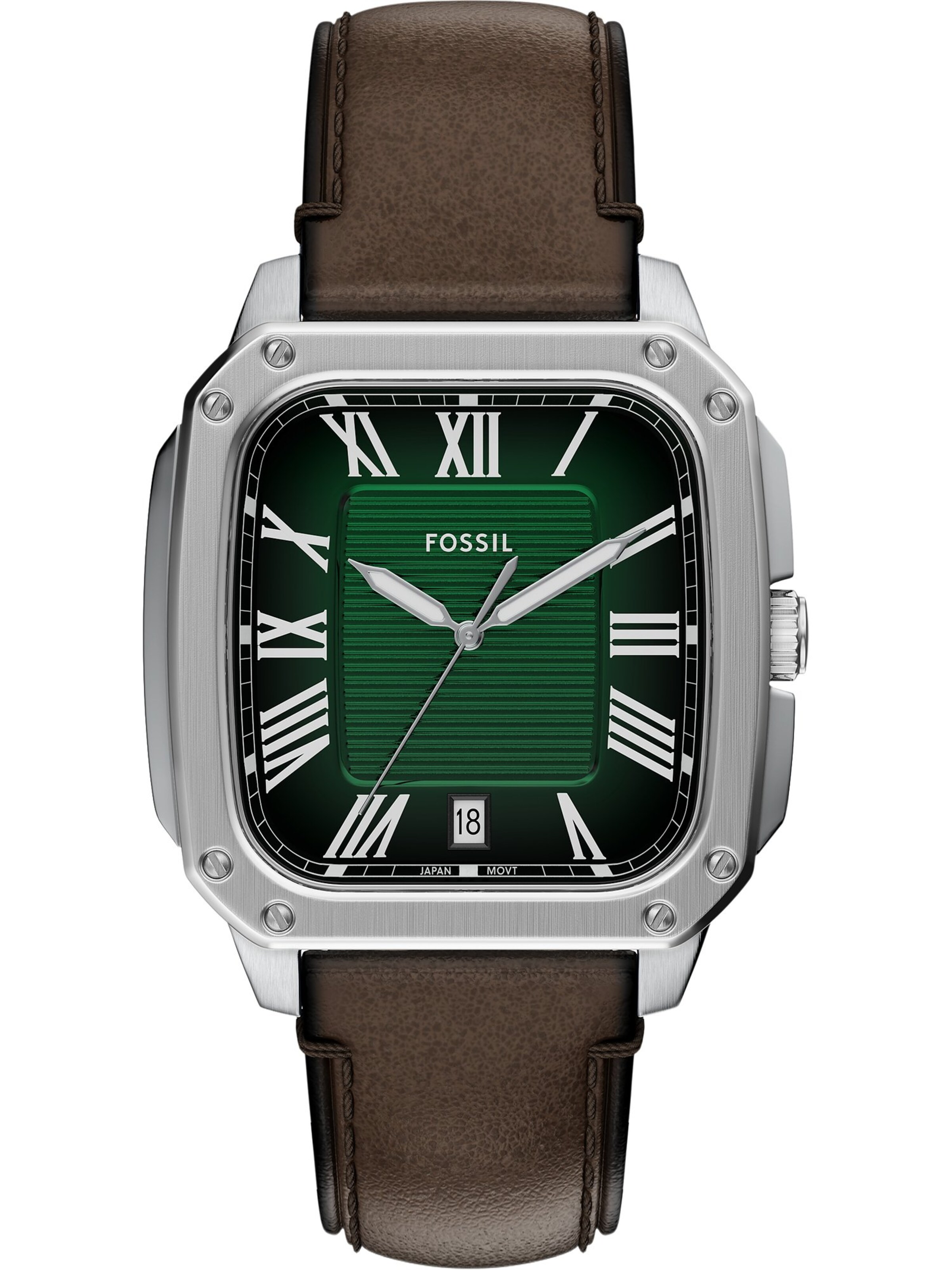 FOSSIL Uhr in braun / grün / silber, Produktansicht