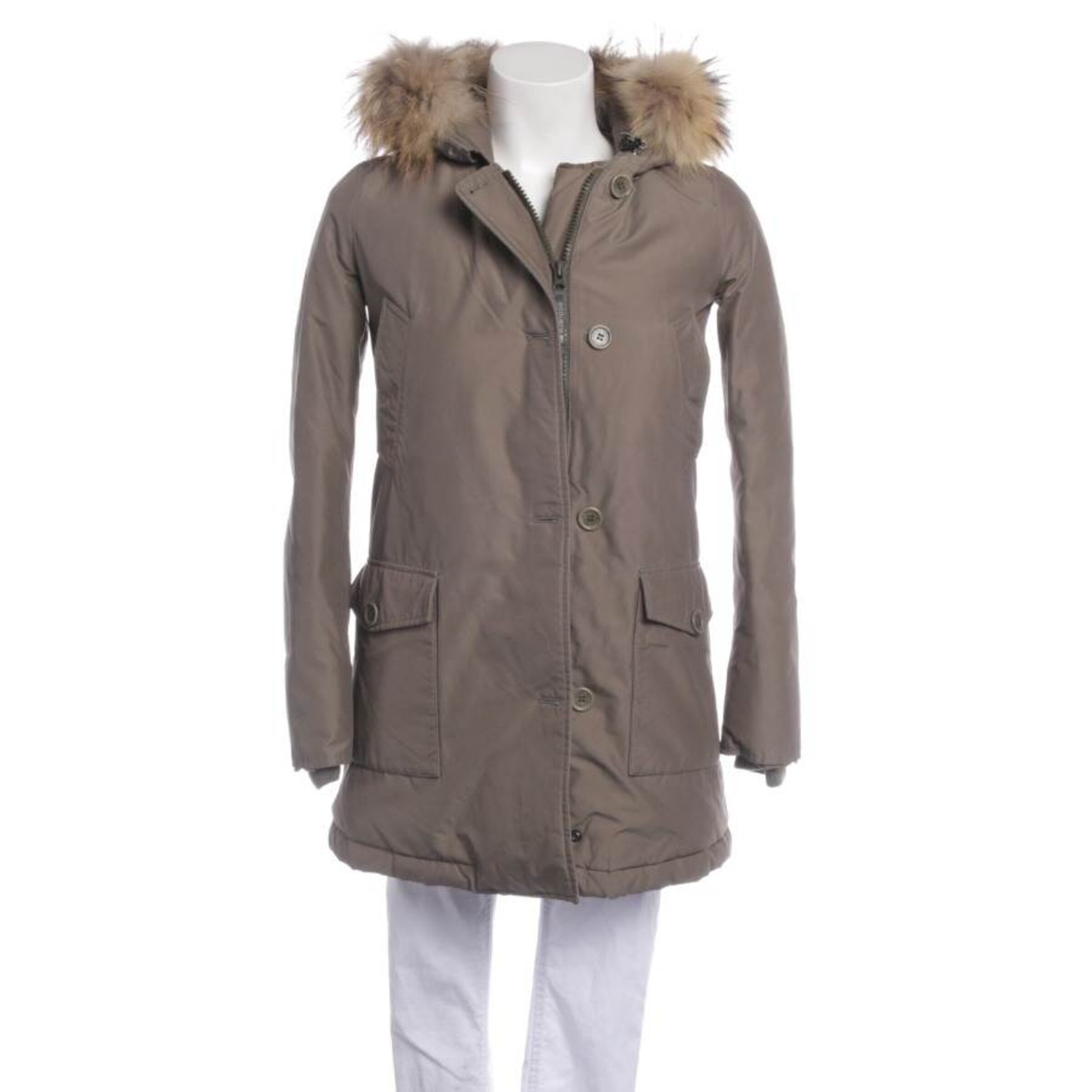 Woolrich Winterjacke / Wintermantel XXS in Braun: Vorderseite