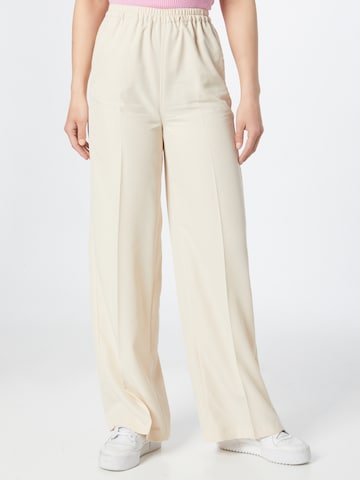 Sisley Wide leg Trousers with creases in Beige: front