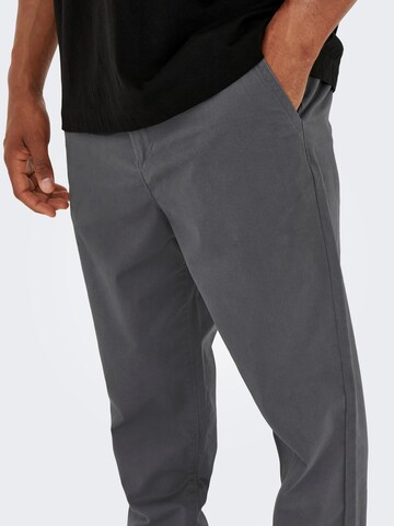 Only & Sons Regular Pleat-Front Pants 'CAM' in Grey