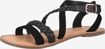 Kickers Strap Sandals in Black: front