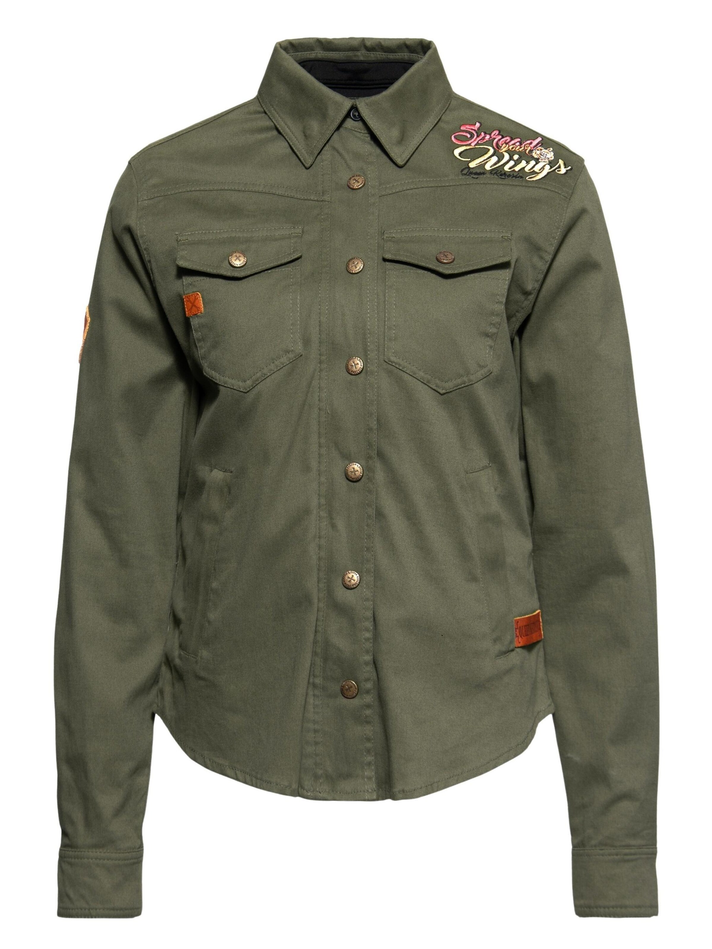 Queen Kerosin Blouse 'Q.K. Adventure Gear - Spread your Wings' in Olive, Item view