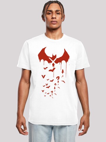 F4NT4STIC Shirt 'DC Comics Batman Arkham Knight Bats X Drip' in White: front