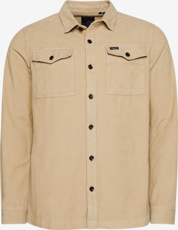 Superdry Regular fit Button Up Shirt in Beige: front