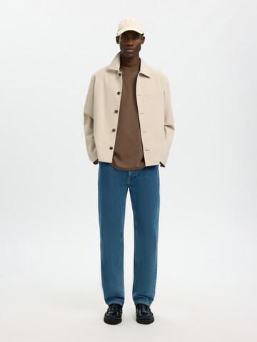 SELECTED Μπλουζάκι 'SLHCOLMAN' σε καφέ