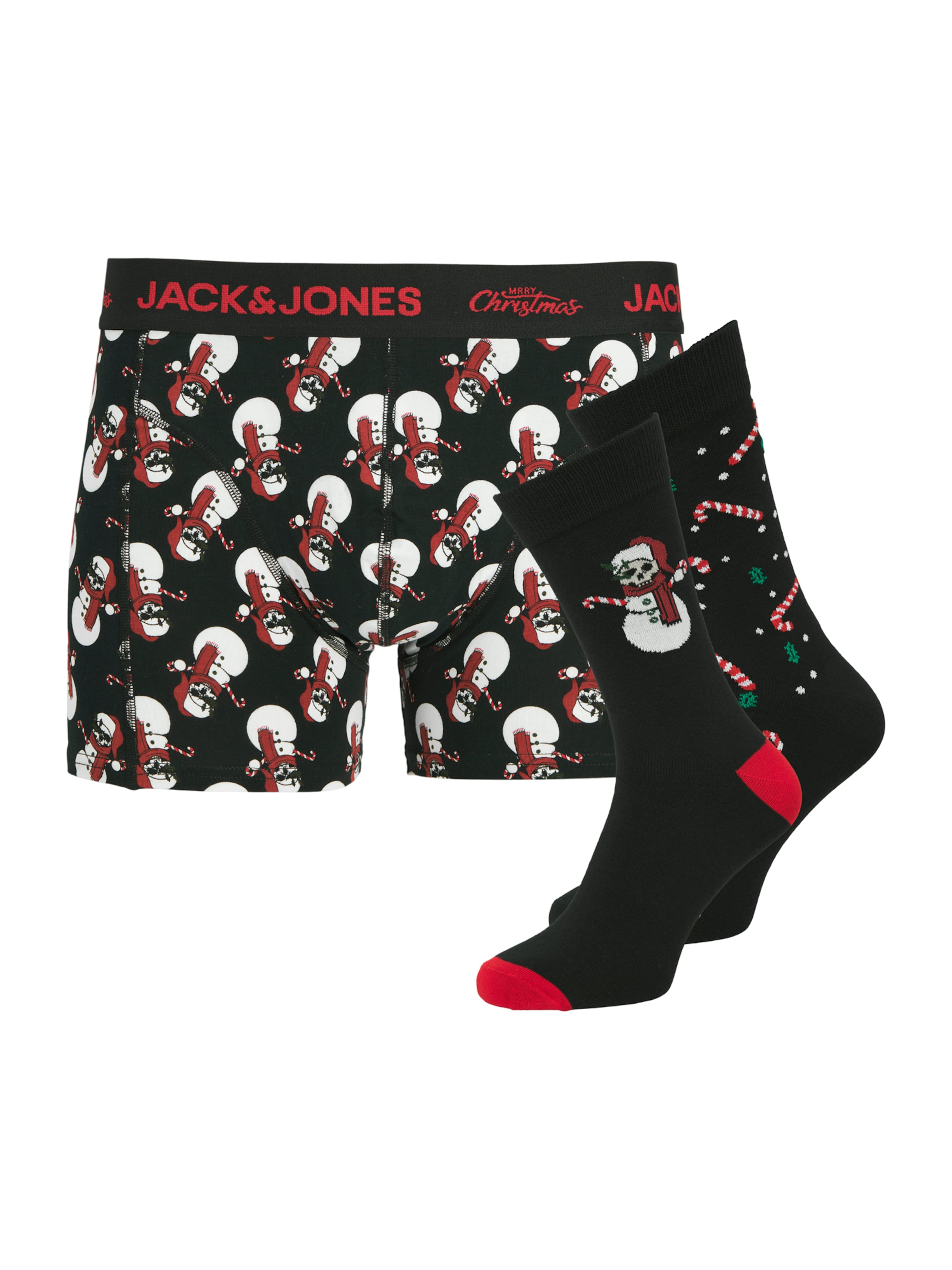 JACK & JONES Set: Boxershorts und Socken 'JACSNOW SKULLS' in Schwarz: Vorderseite
