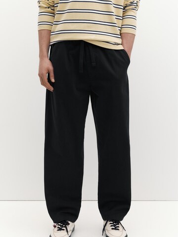 Pull&Bear Baggy Панталон в черно: отпред