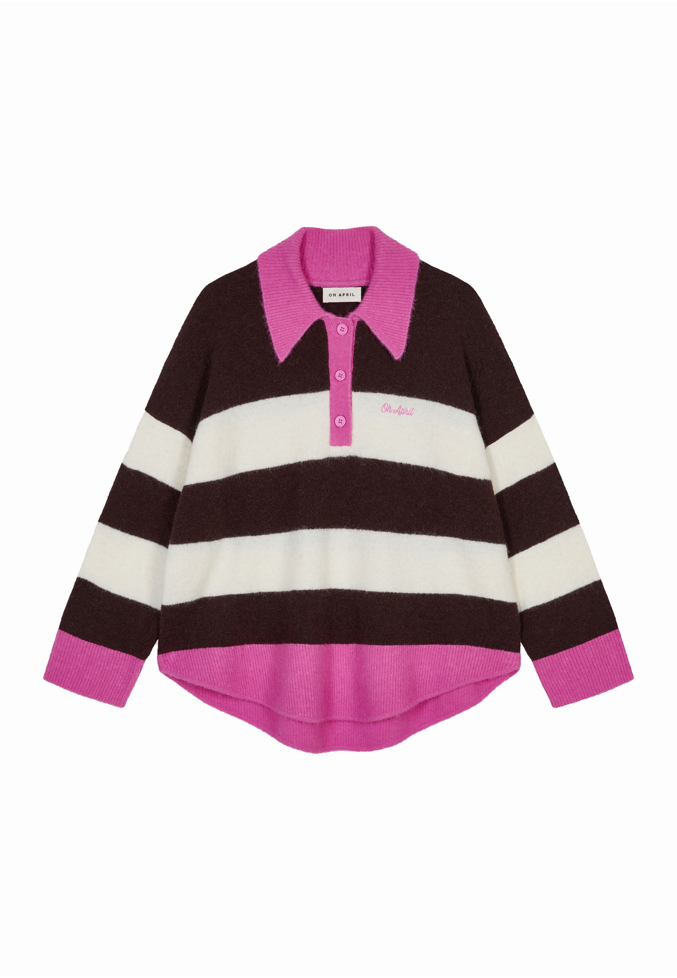 OH APRIL Pull-over 'Maya' en éosine / noir / blanc cassé, Vue avec produit