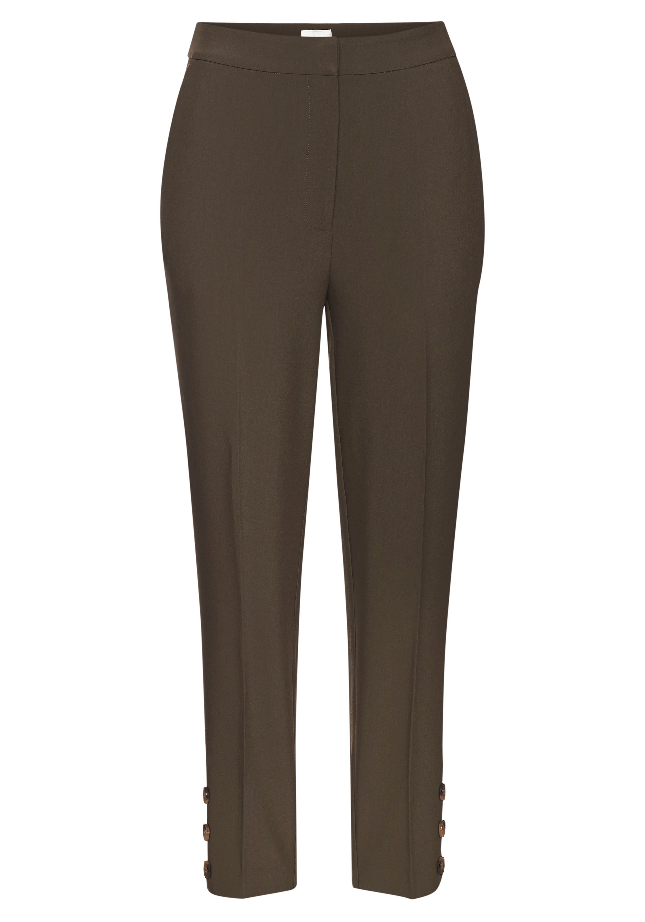 LASCANA Úzky strih Nohavice s pukmi - Zelená: predná strana