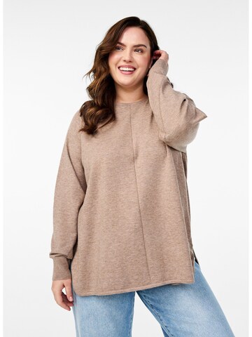 Pullover 'Caella' di Zizzi in marrone: frontale