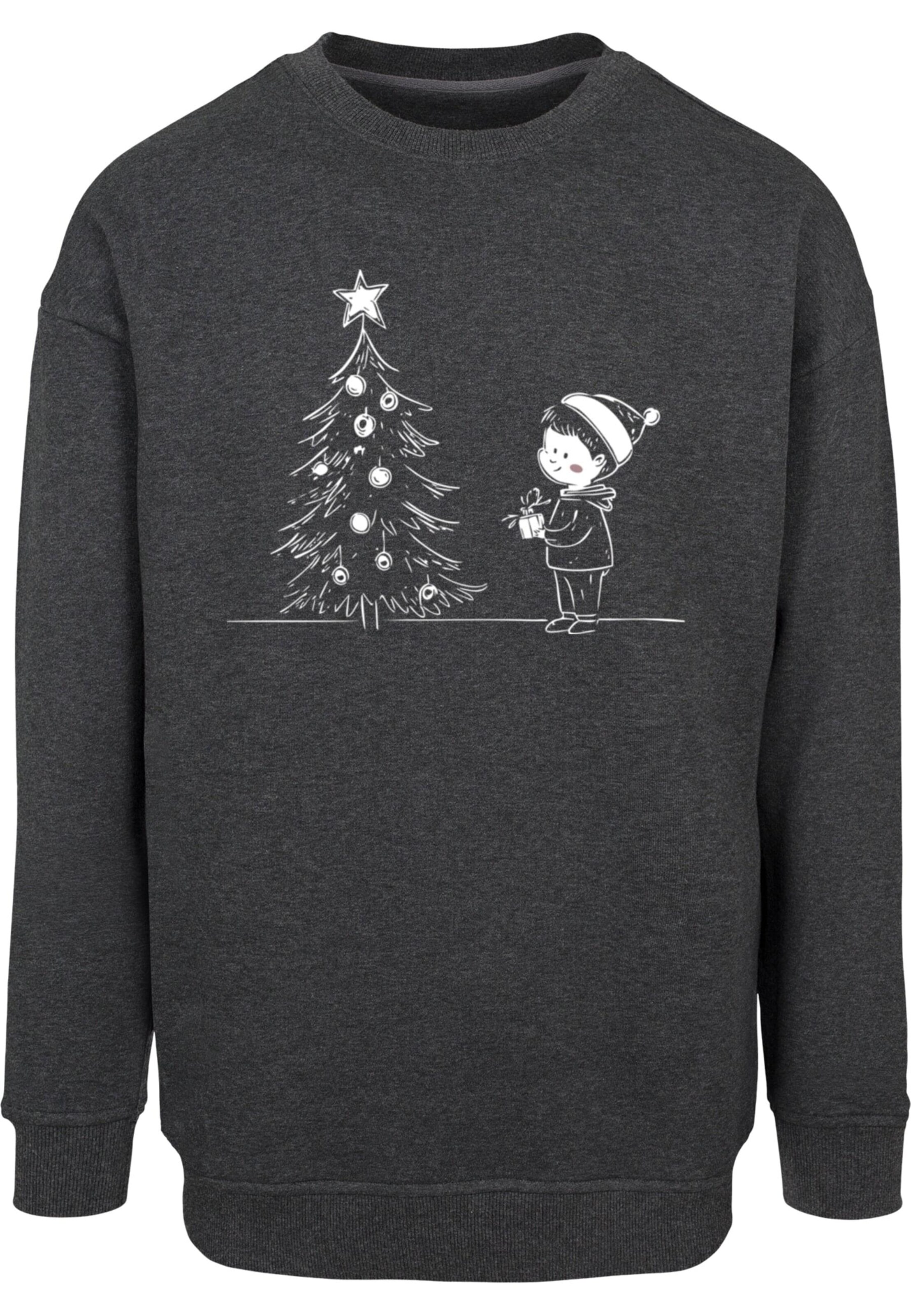 Merchcode - Sweatshirt 'Christmas Cute Kid' em cinzento: frente