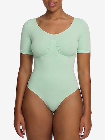 cfab (formerly creamy fabrics) Shapingbody 'T-Shirt Bodysuit Sculpting Shapewear mit Slip' in Groen: voorkant