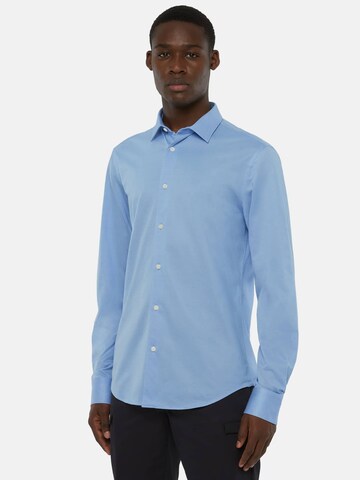 Coupe regular Chemise Boggi Milano en bleu : devant