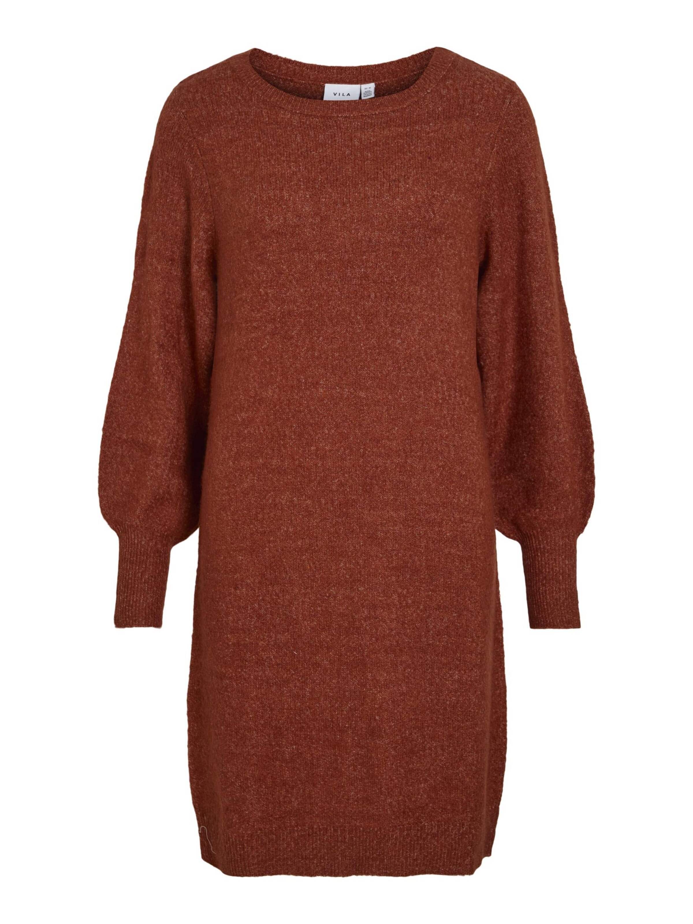 VILA Strikkjole i brun: forside