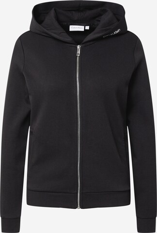 Calvin Klein Zip-Up Hoodie in Black: front