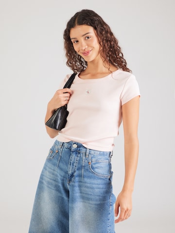 T-shirt Calvin Klein Jeans en rose : devant