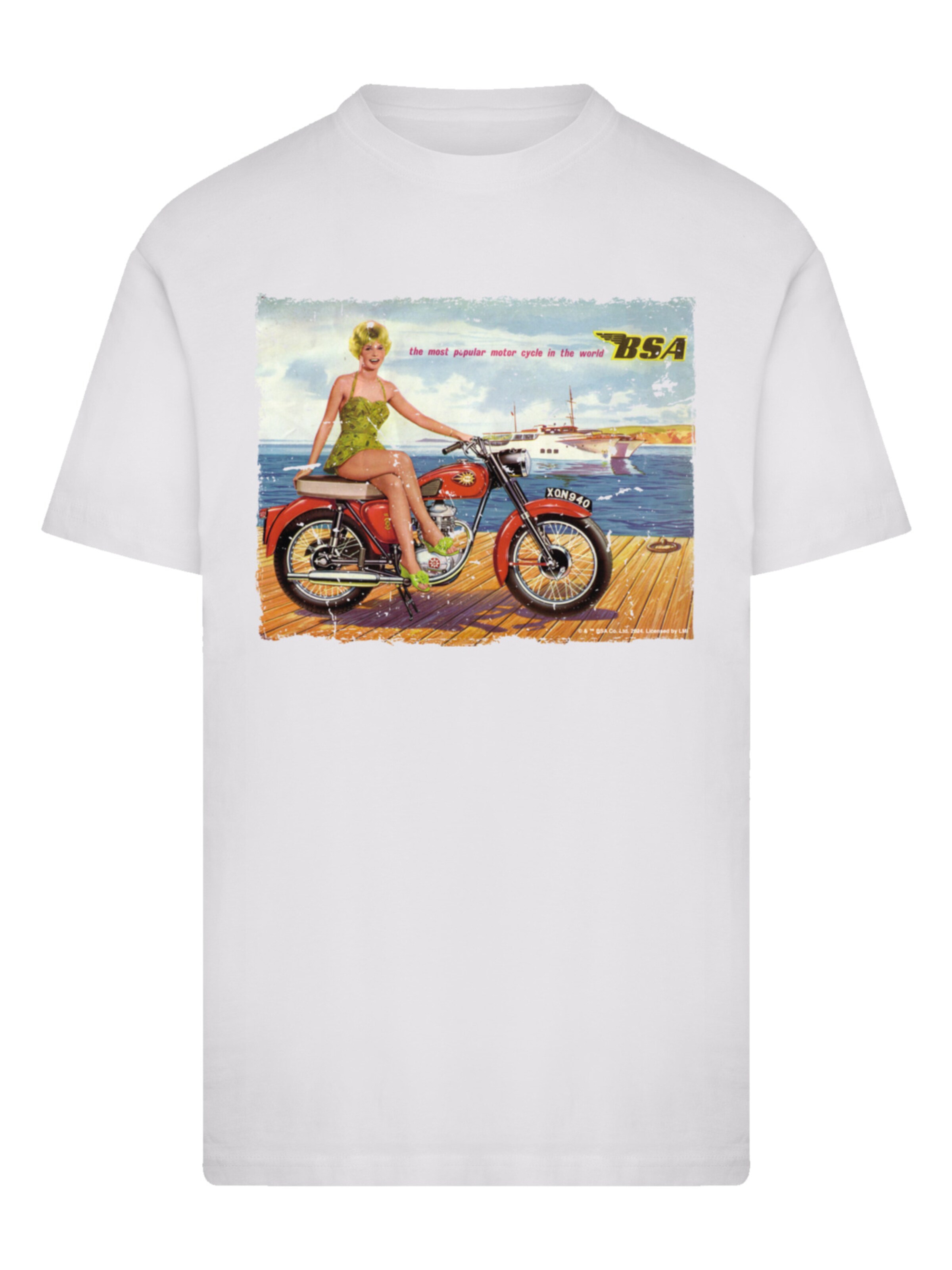 T-Shirt 'BSA C15 Star 1962 Motorcycle Dockside Ad' F4NT4STIC en blanc : devant