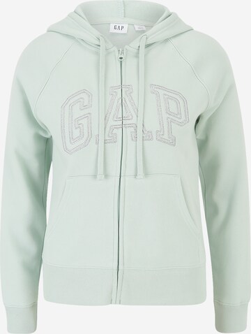 Gap Petite Zip-Up Hoodie 'HERITAGE' in Green: front