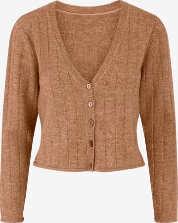 PIECES Knit Cardigan 'KANIKA' in Brown: front